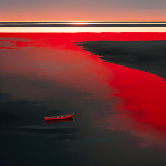 Allein im Rot—Wandkunst, Fine Art Print, Leinwand, Acryldruck