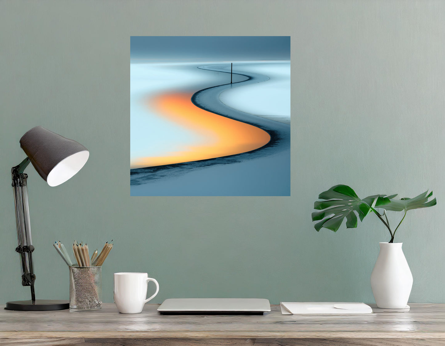 Goldener Priel—Wandkunst, Fine Art Print, Leinwand, Acryldruck, Alu-Dibond