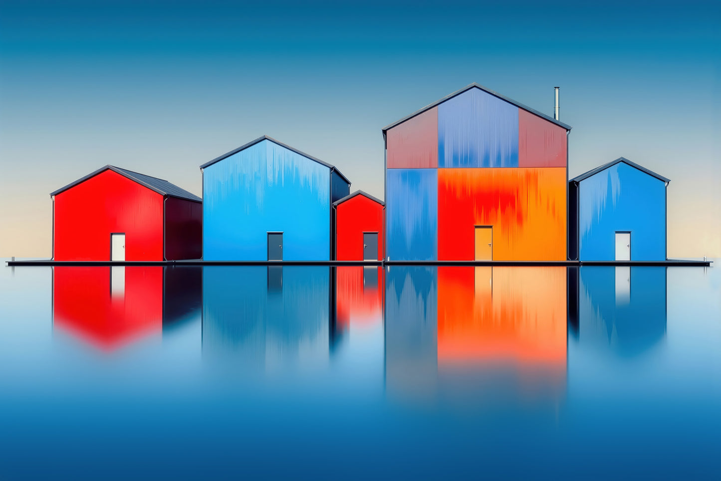 Farbklang am Wasser—Wandkunst, Fine Art Print, Leinwand, Acryldruck, Alu-Dibond