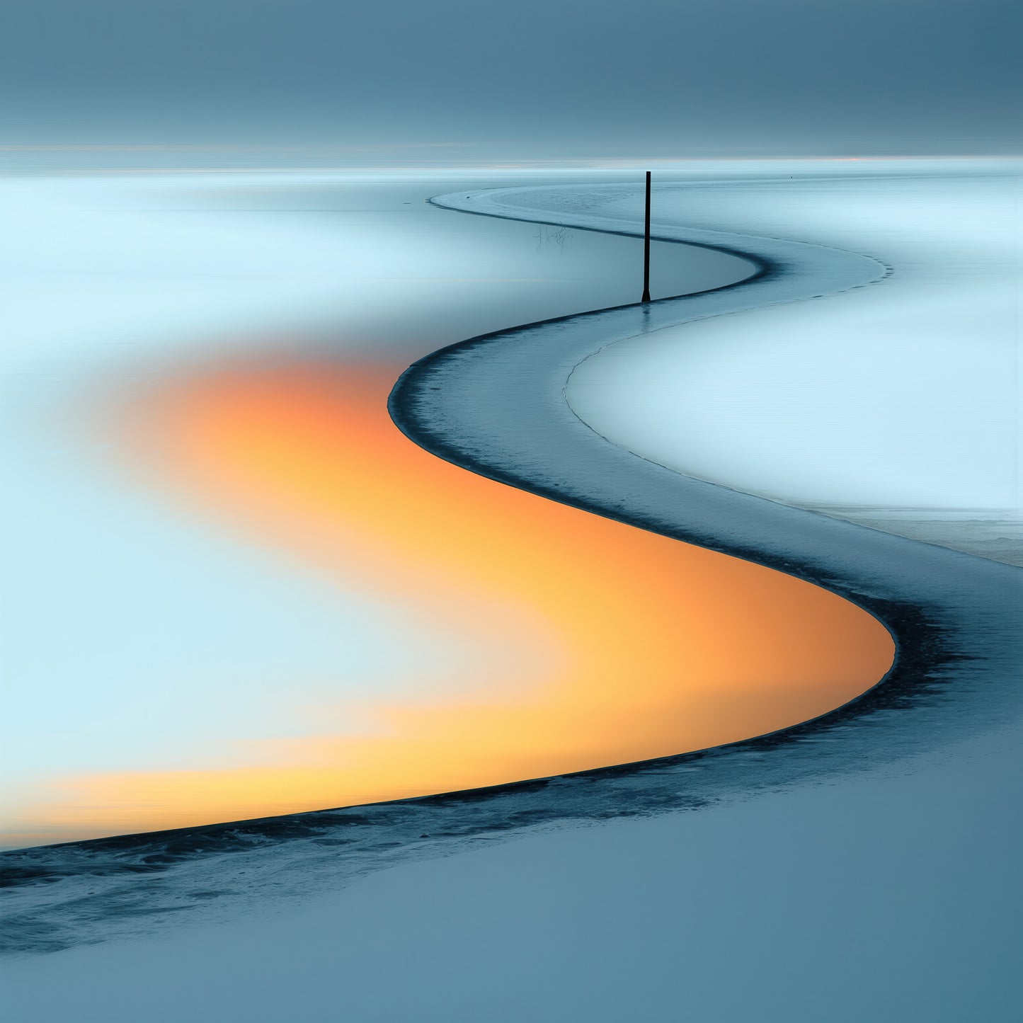 Goldener Priel—Wandkunst, Fine Art Print, Leinwand, Acryldruck, Alu-Dibond