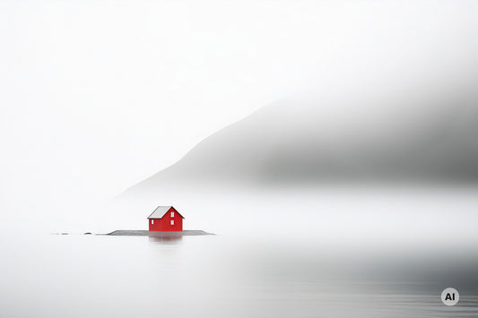 A Home in the Coastal Fog--Wall Art, Fine Art Print, Canvas, Acrylic Print, Aluminum Dibond