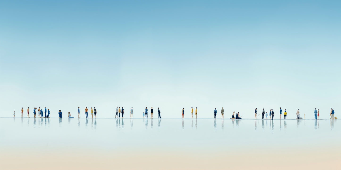 Gens sur la plage-01-21—Art mural, impression d'art, toile, impression acrylique, alu-dibond