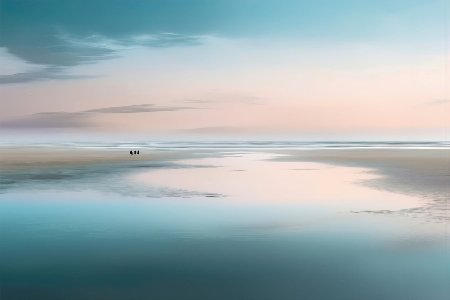 Les gens dans la mer des Wadden-01—Art mural, Impression d'art, Toile, Impression acrylique, Alu-Dibond