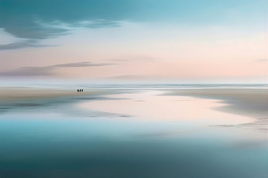 Menschen im Wattenmeer-01—Wandkunst, Fine Art Print, Leinwand, Acryldruck, Alu-Dibond