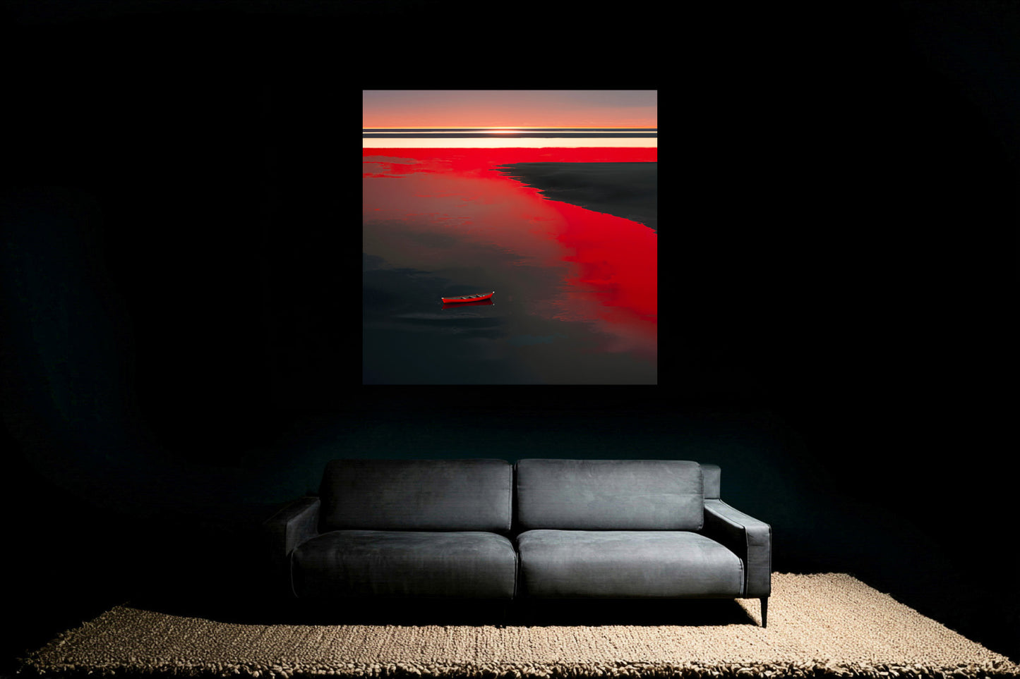 Allein im Rot—Wandkunst, Fine Art Print, Leinwand, Acryldruck, Alu-Dibond