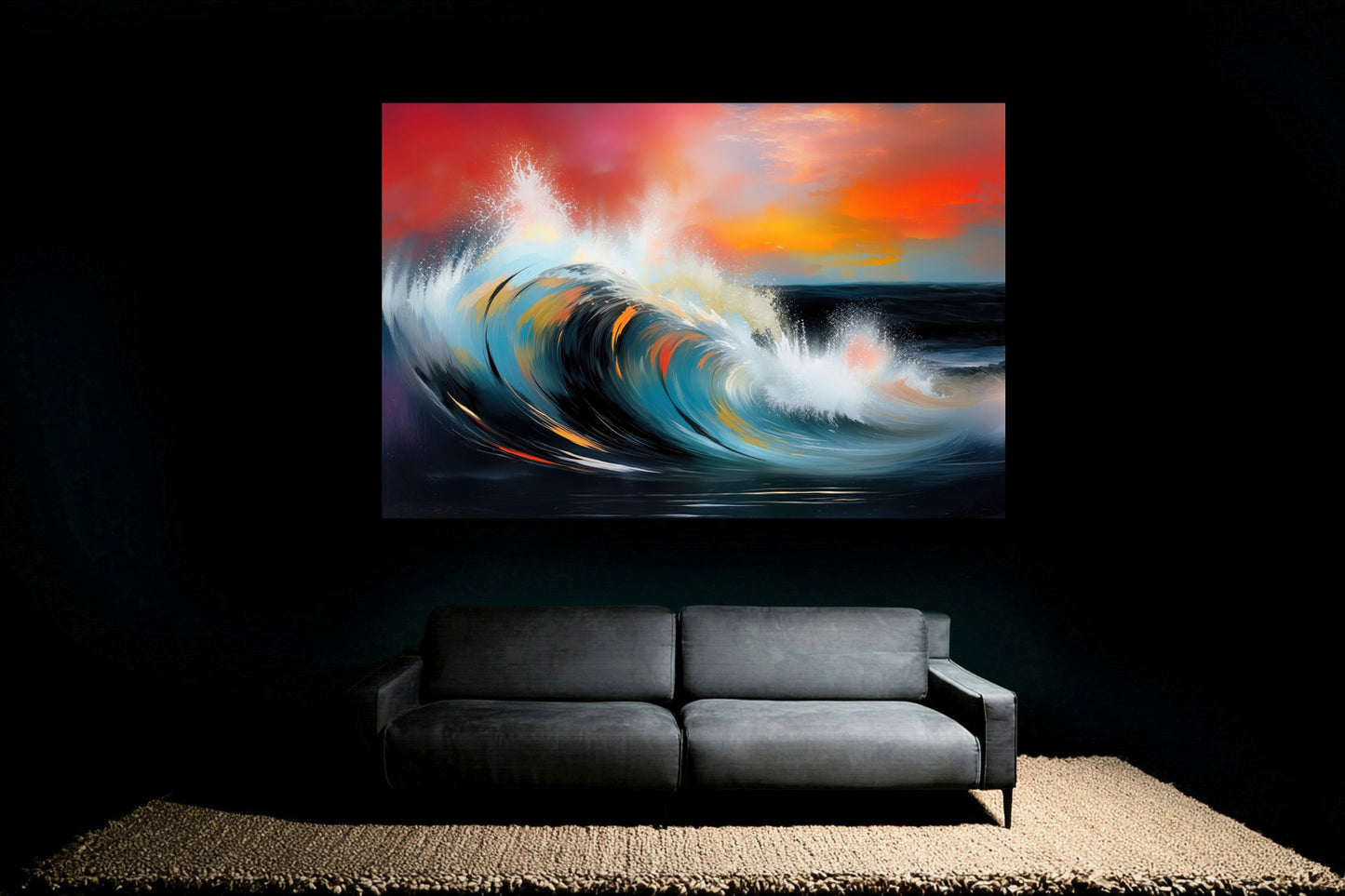 Glühende Brandung—Wandkunst, Fine Art Print, Leinwand, Acryldruck, Alu-Dibond