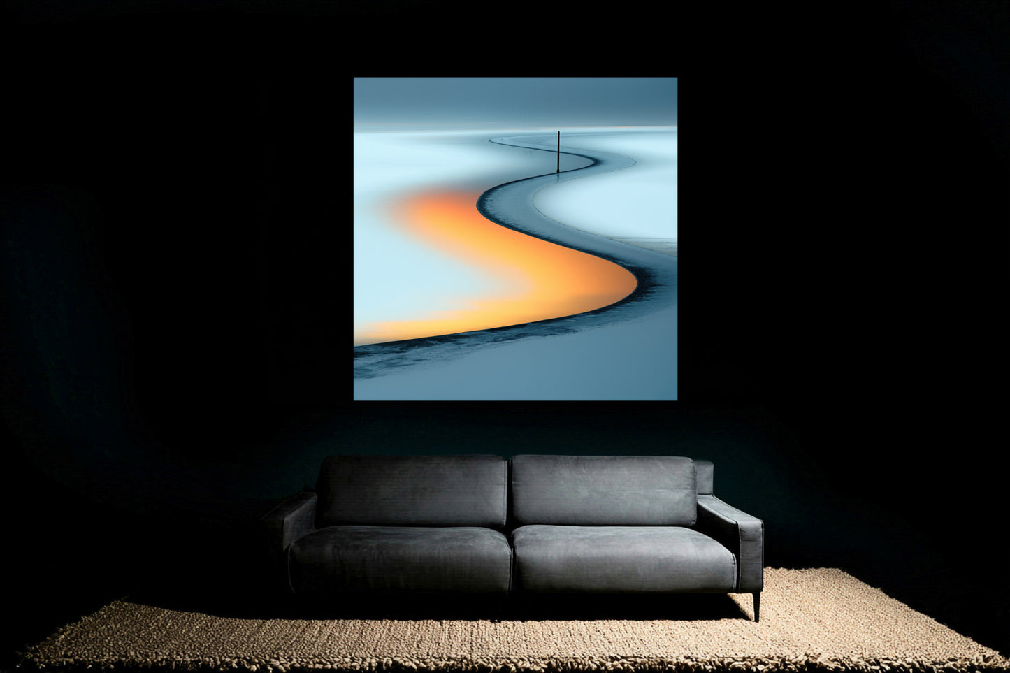 Goldener Priel—Wandkunst, Fine Art Print, Leinwand, Acryldruck, Alu-Dibond