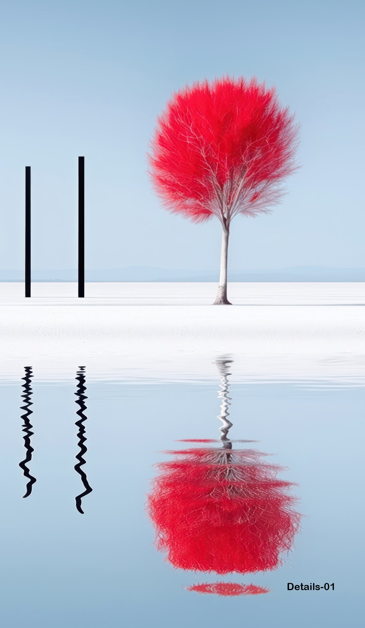 Rote Stille am Ufer—Wandkunst, Fine Art Print, Leinwand, Acryldruck, Alu-Dibond