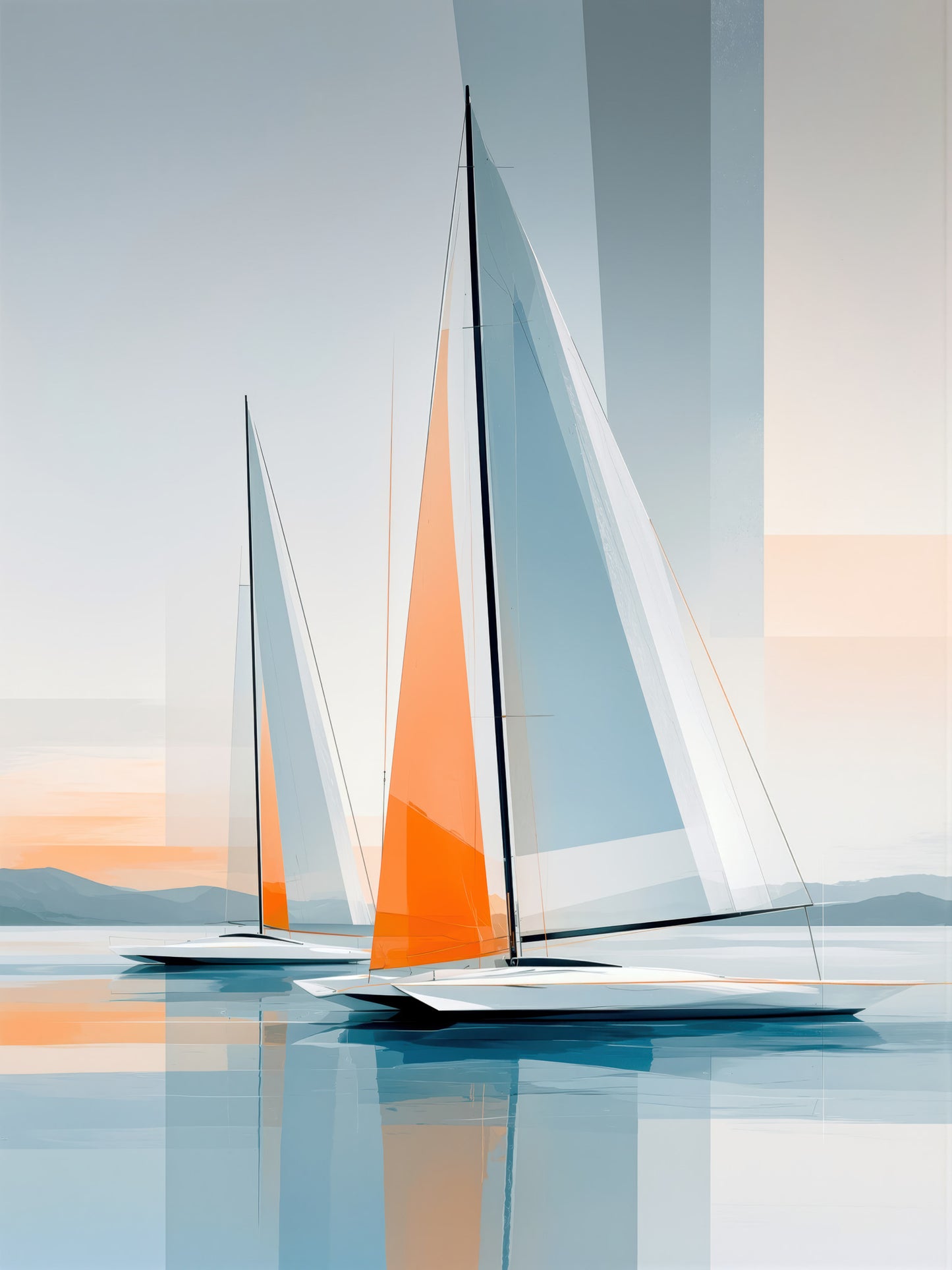 Orange im Blau—Wandkunst, Fine Art Print, Leinwand, Acryldruck