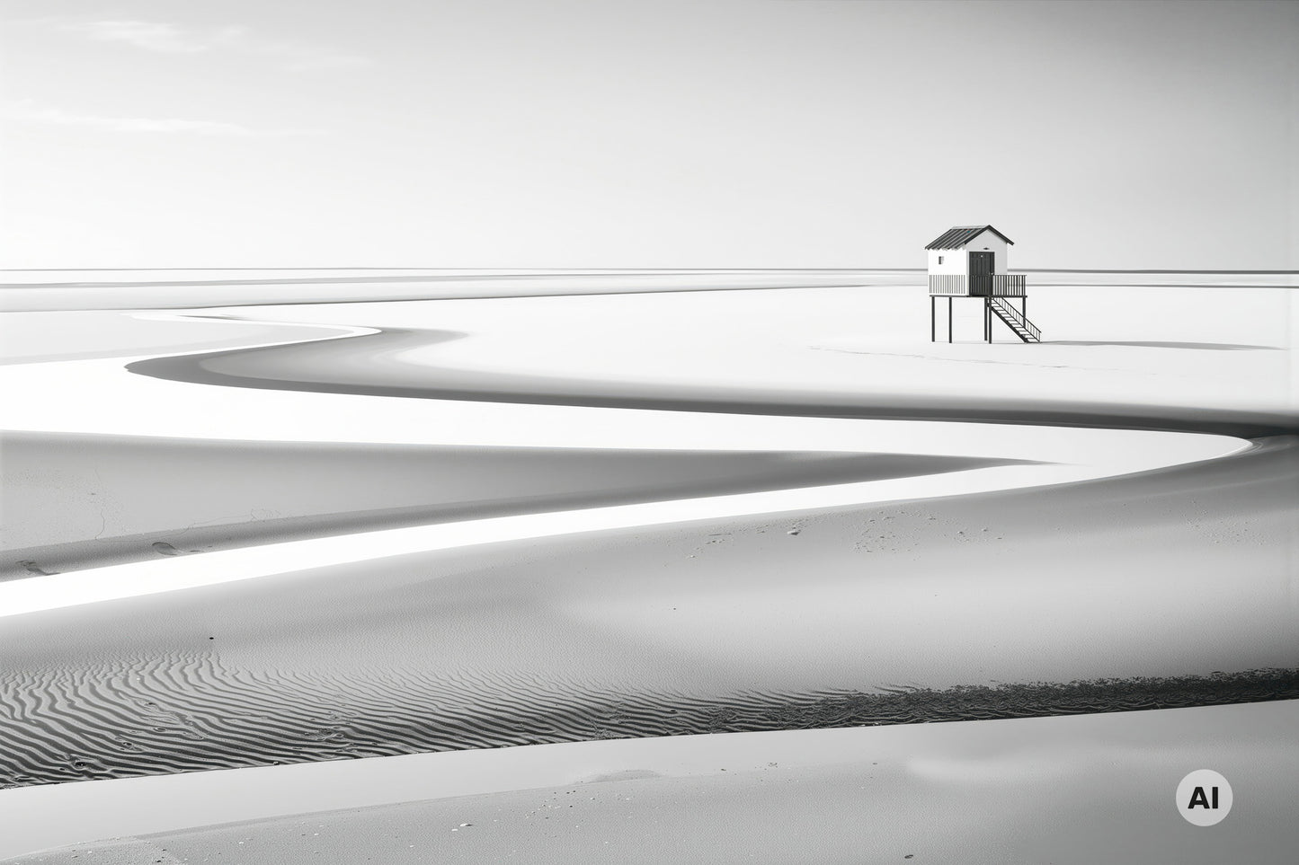 Stilt House in the Wadden Sea-01—Wall Art, Fine Art Print, Canvas, Acrylic Print