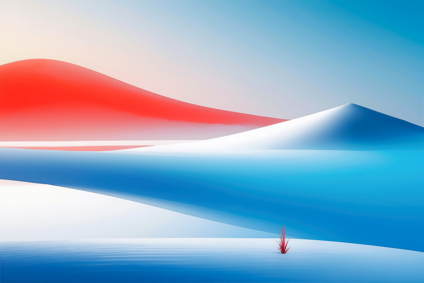 Lueurs rouges, silence bleu—Art mural, impression d'art, toile, impression acrylique, Alu-Dibond