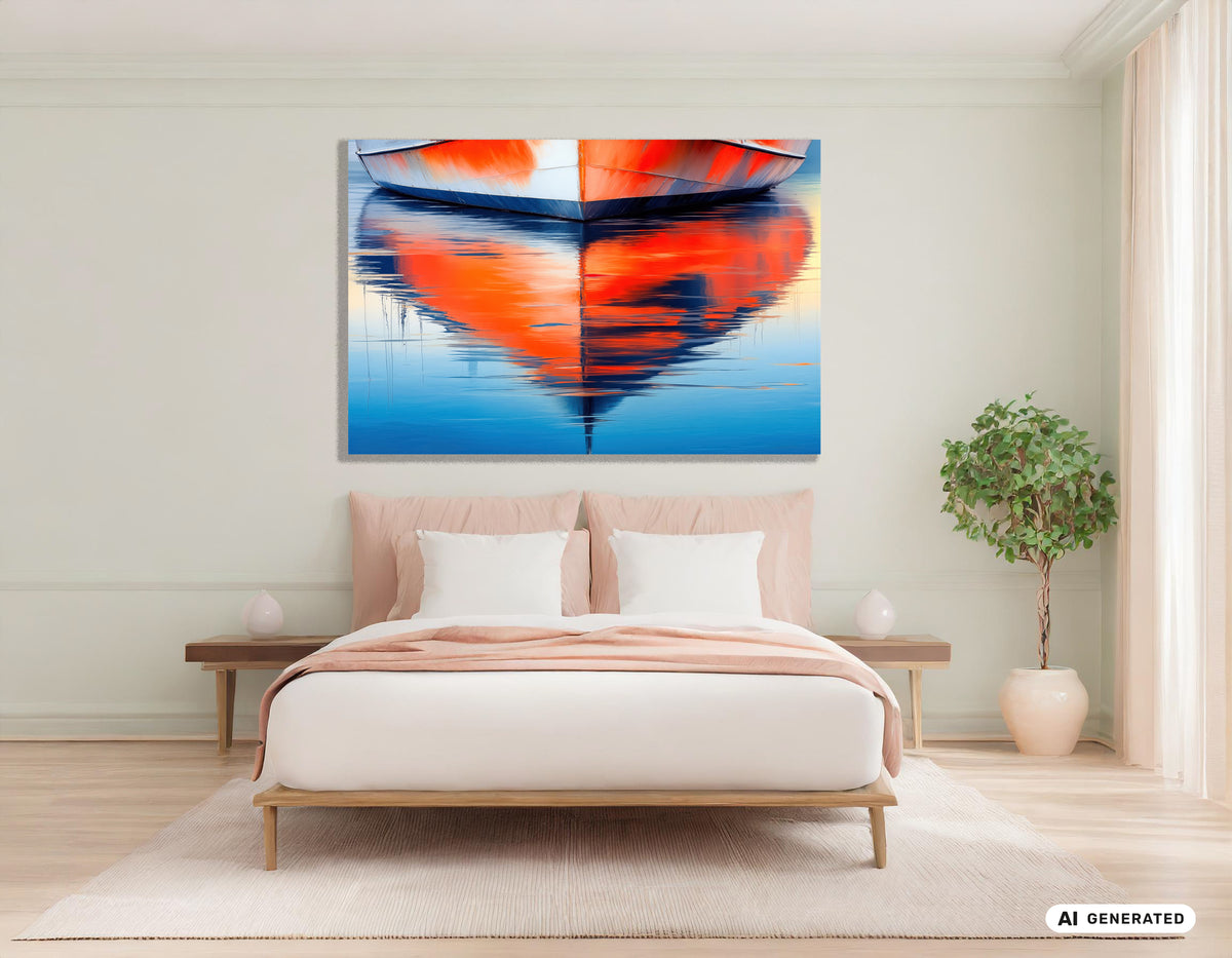 Reflejo en el agua casco de barco-01—Arte de pared, impresión artística, lienzo, impresión en acrílico