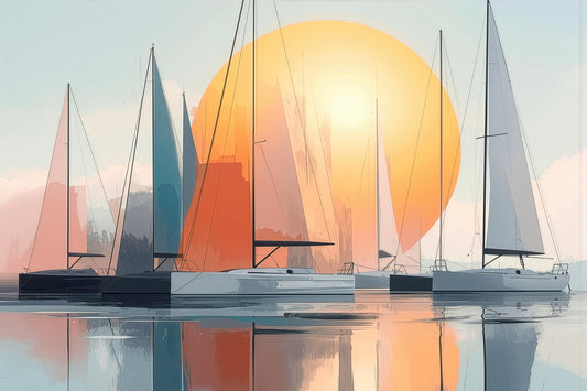 Segelboot-Kunst - Zwischen Horizont und Geometrie-01—Wandkunst, Fine Art Print, Leinwand, Acryldruck, Alu-Dibond