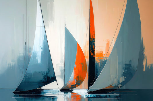 Segelboote abstrakt-14-32—Wandkunst, Fine Art Print, Leinwand, Acryldruck, Alu-Dibond
