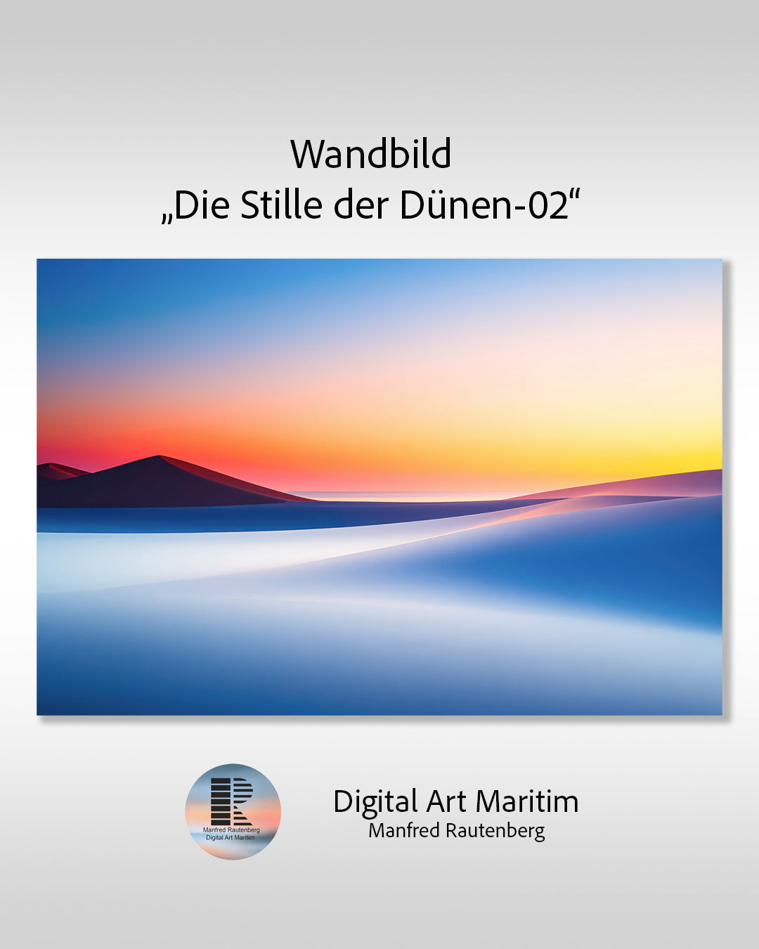 Duenen am Meer als surrealer Leinwanddruck – Kunstwerk „Die Stille der Duenen-02“.