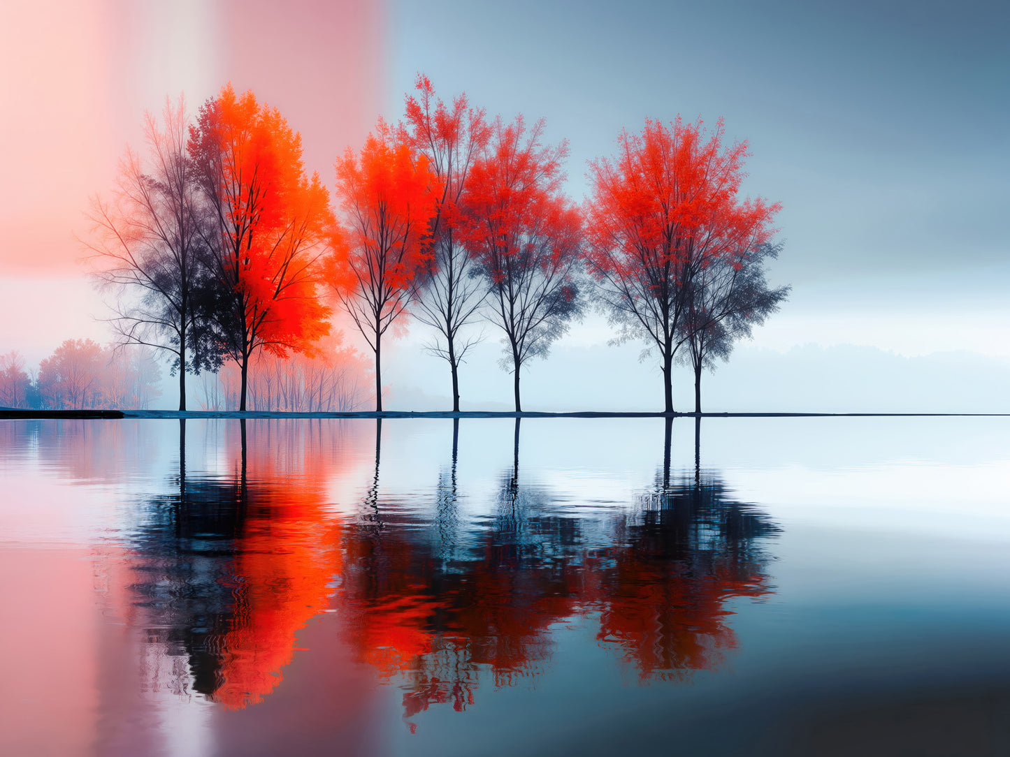 Stille in Rot—Wandkunst, Fine Art Print, Leinwand, Acryldruck, Alu-Dibond