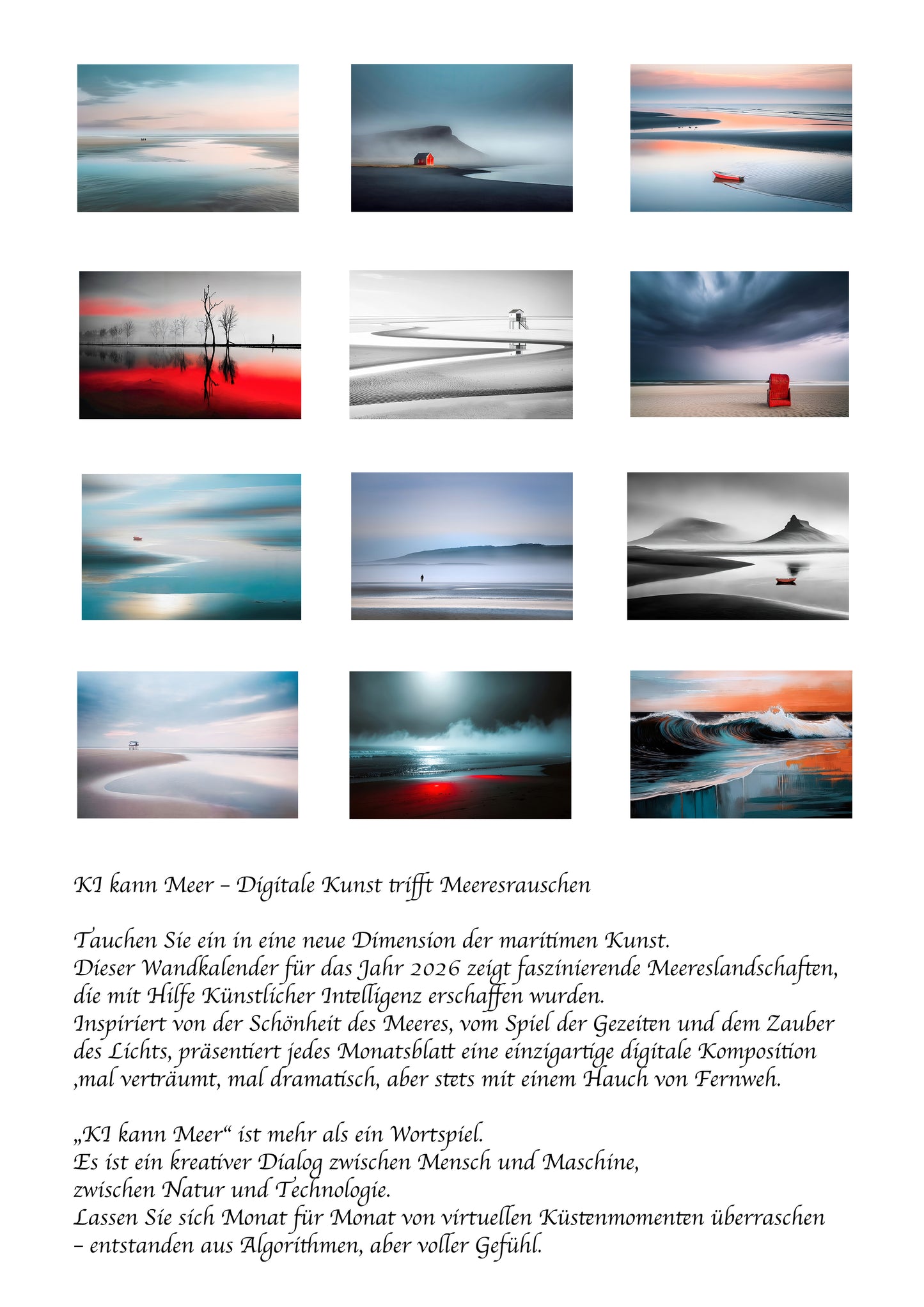 Calendrier mural 2026 (allemand) – AI can sea, fantaisies au bord de la mer, DIN A4/DIN A3
