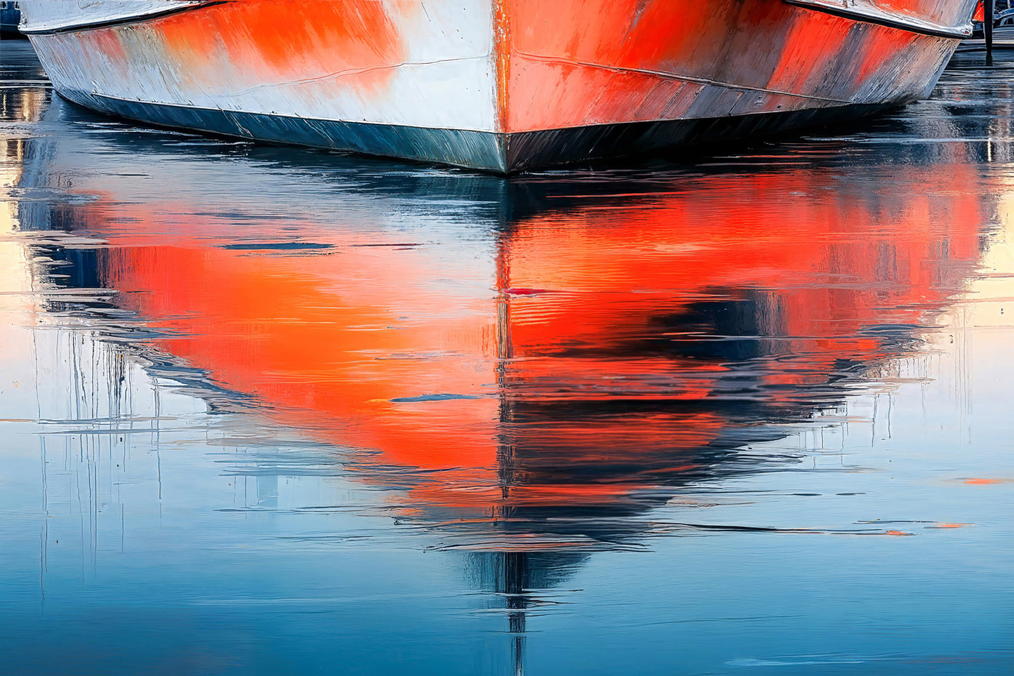 Reflet de l'eau Coque de bateau-01—Art mural, Impression Fine Art, Toile, Impression Acrylique, Alu-Dibond