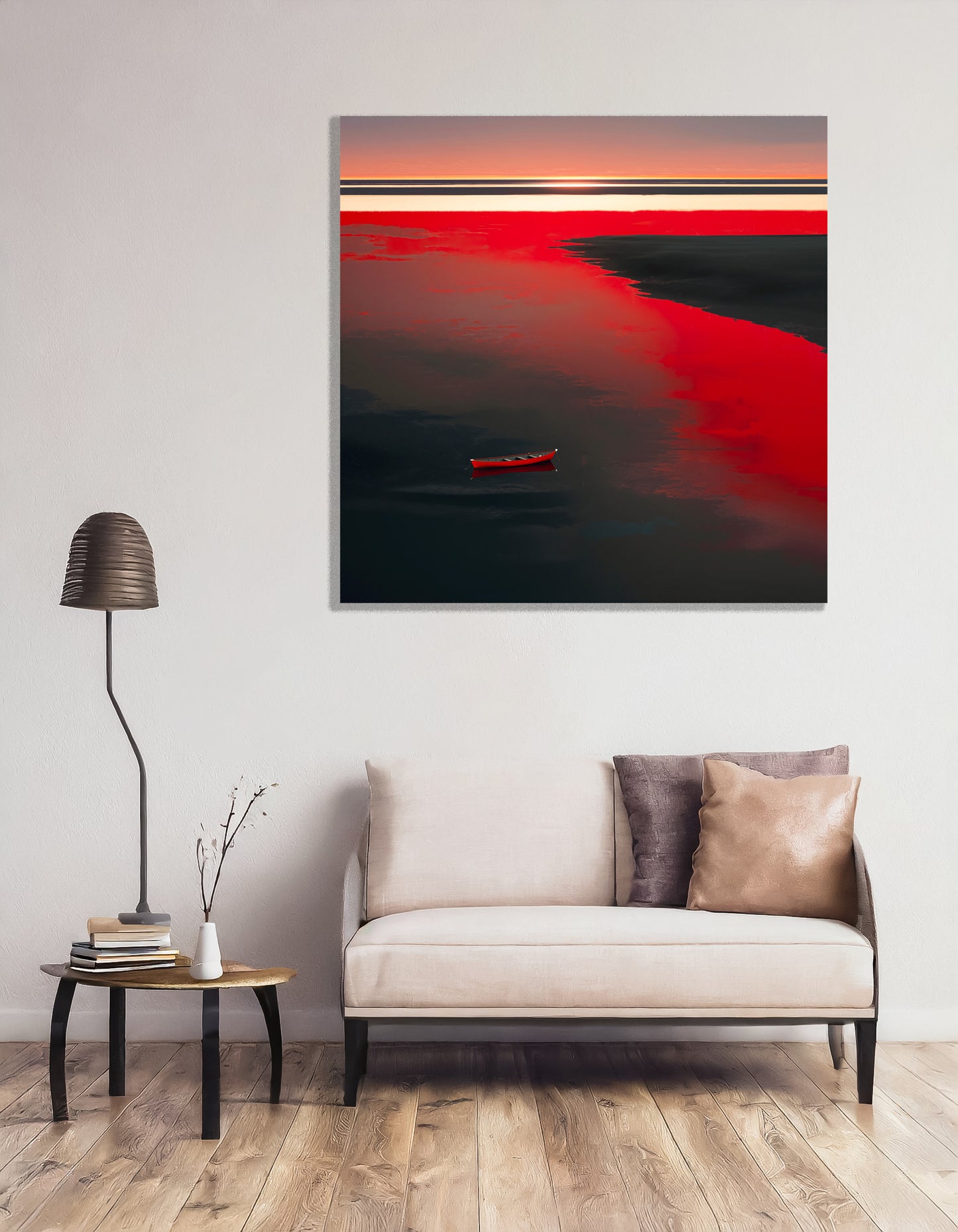 Allein im Rot—Wandkunst, Fine Art Print, Leinwand, Acryldruck, Alu-Dibond