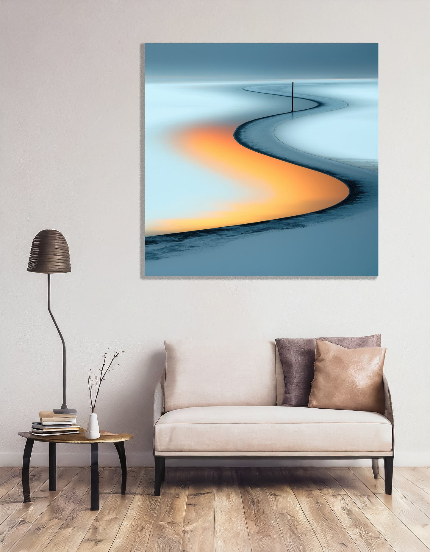 Goldener Priel—Wandkunst, Fine Art Print, Leinwand, Acryldruck, Alu-Dibond