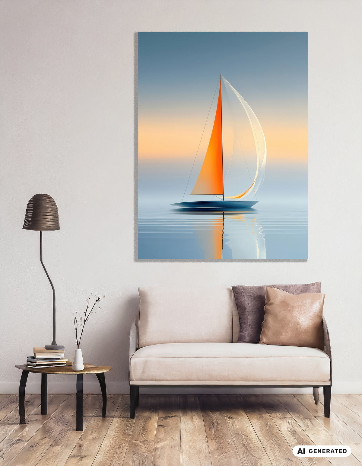 Ein Segel, ein Horizont—Wandkunst, Fine Art Print, Leinwand, Acryldruck