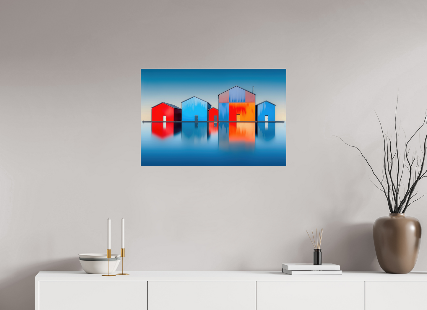 75 x 50 cm, Acrylglas glänzend standard Farbklang am Wasser—Wandkunst, Fine Art Print, Leinwand, Acryldruck, Alu-Dibond