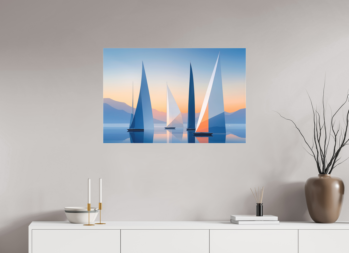 90 x 60 cm, Fine Art Pigmentdruck hinter Acrylglas Segel der Stille