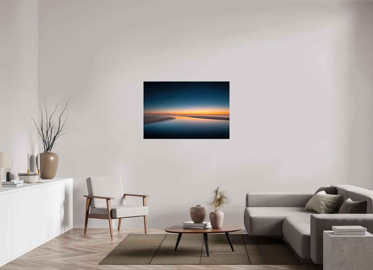 120 x 80 cm, Leinwand glänzend Stille über dem Watt-02