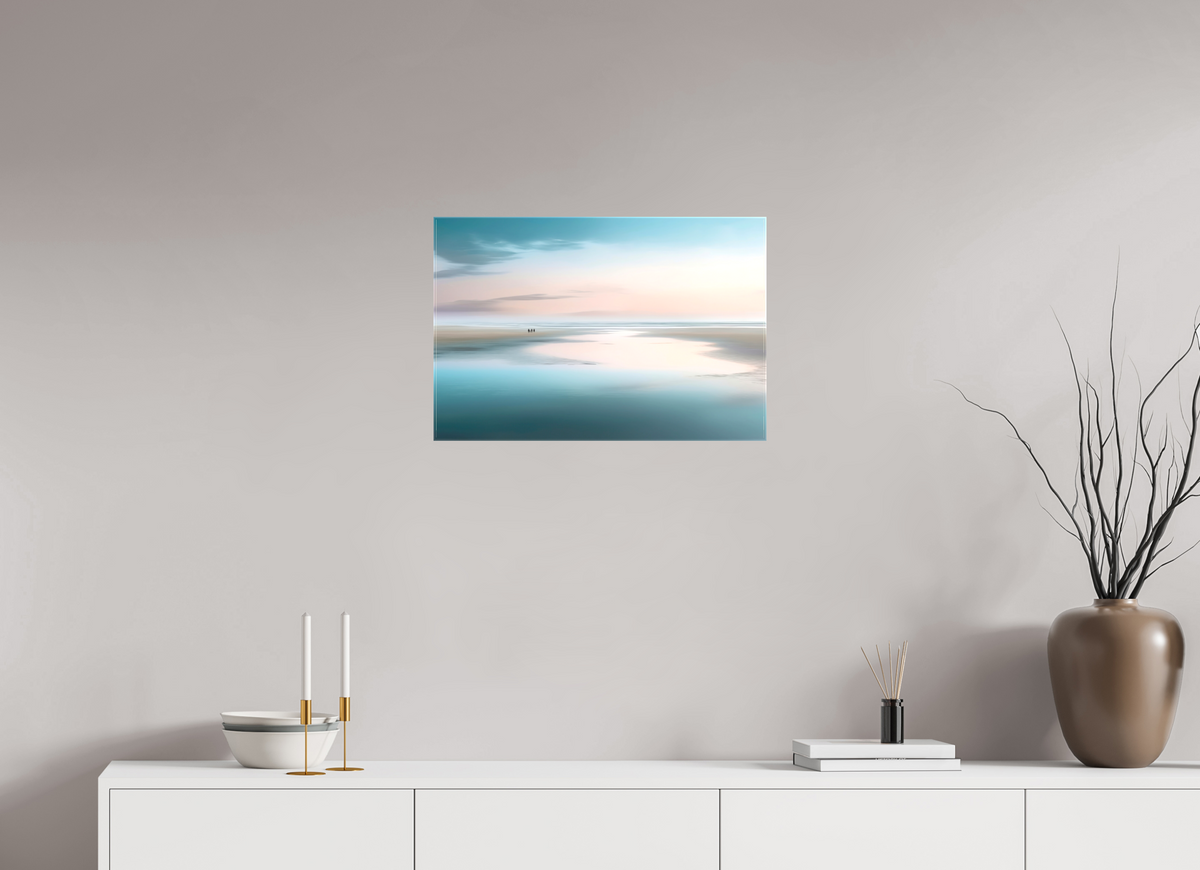 60 x 40 cm, Leinwand glänzend Menschen im Wattenmeer-01—Wandkunst, Fine Art Print, Leinwand, Acryldruck, Alu-Dibond