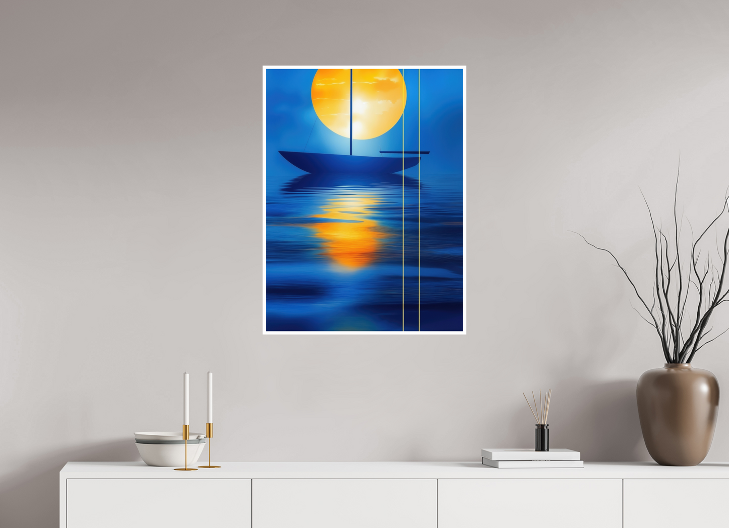 60 x 80 cm, Fine Art Print Hahnemühle Baryta Segel im goldenen Kreis—Wandkunst, Fine Art Print, Leinwand, Acryldruck, Alu-Dibond