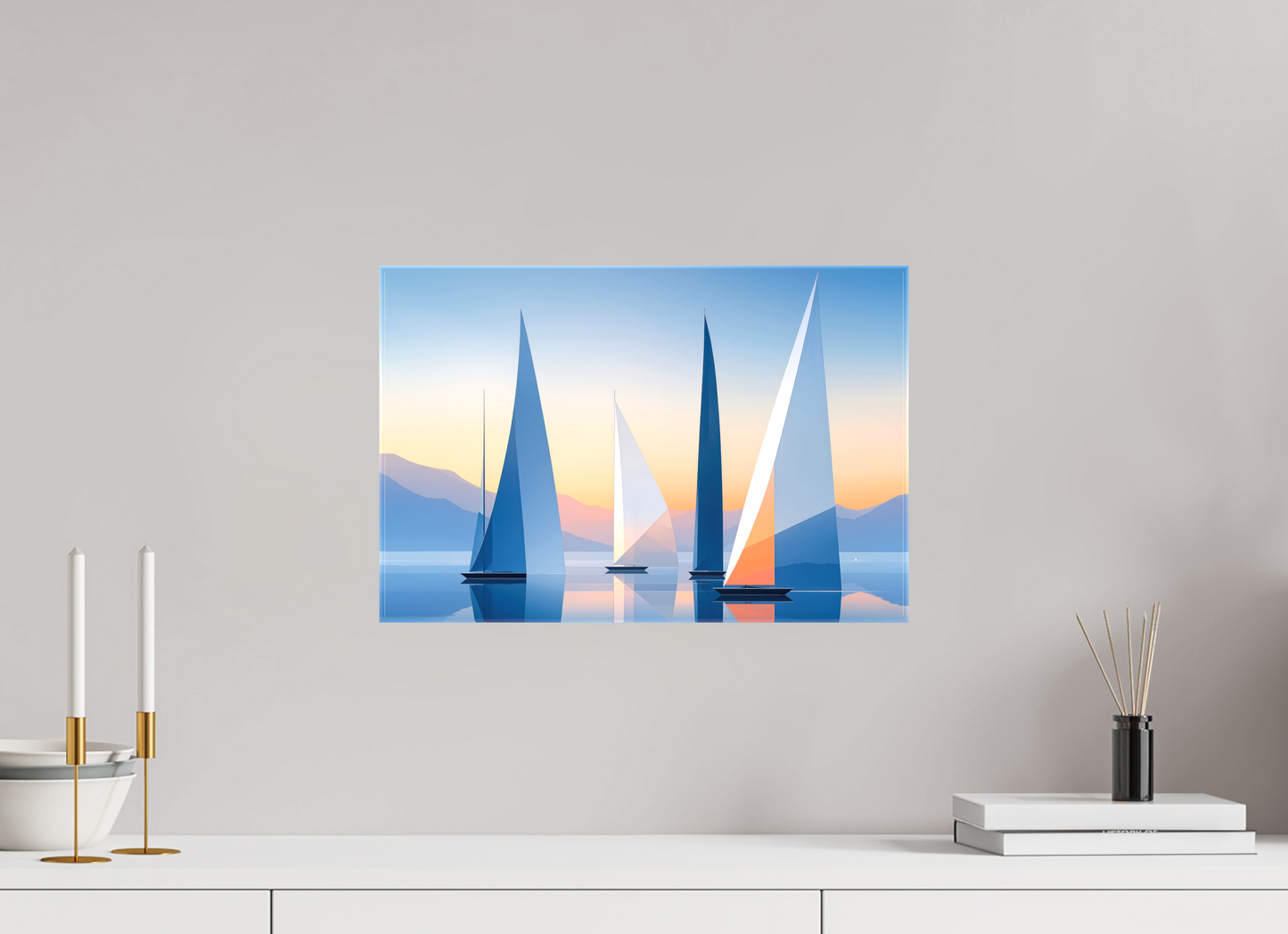 45 x 30 cm, Leinwand glänzend Segel der Stille