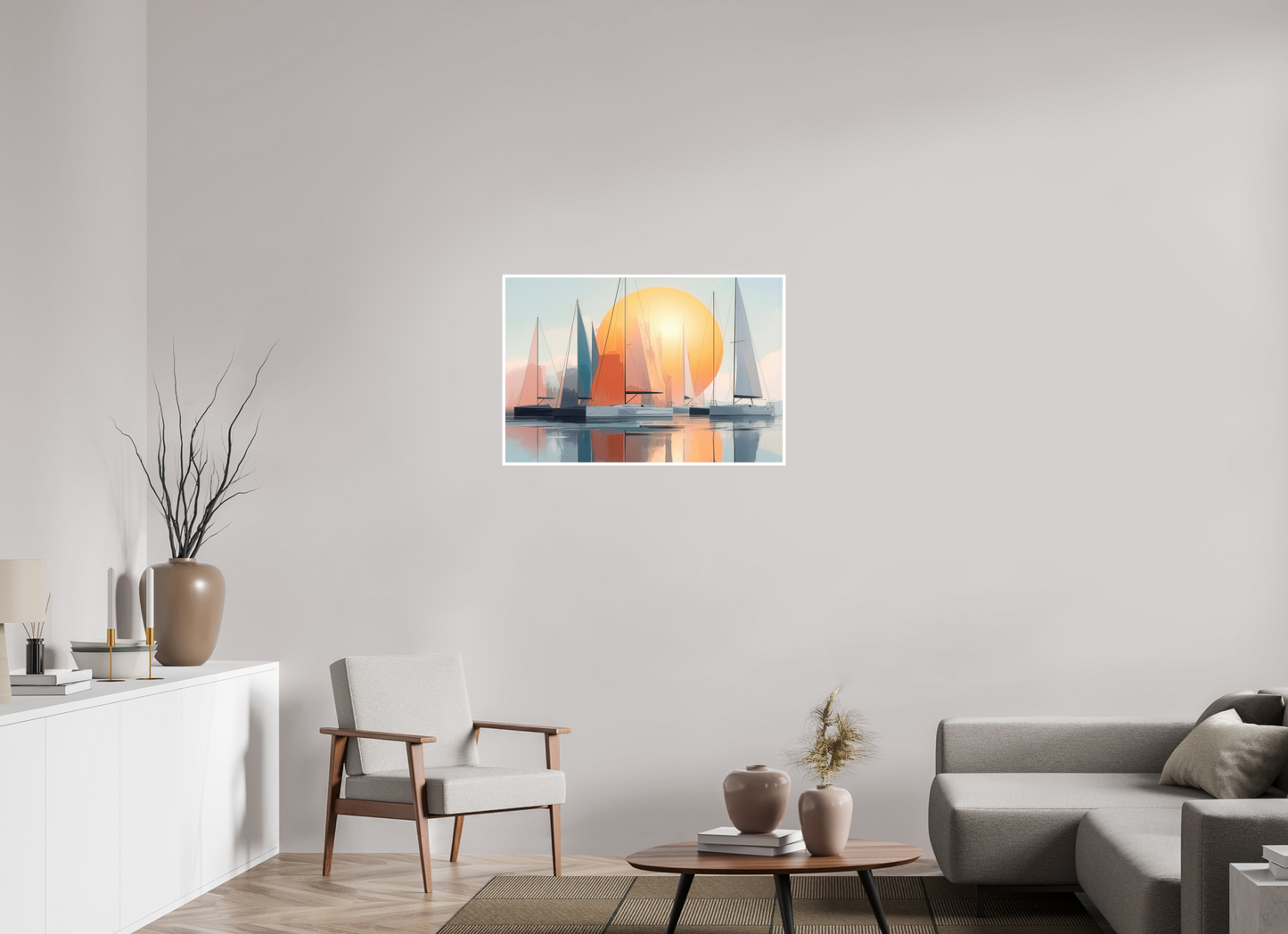 90 x 60 cm, Fine Art Print Hahnemühle Baryta Segelboot-Kunst - Zwischen Horizont und Geometrie-01—Wandkunst, Fine Art Print, Leinwand, Acryldruck, Alu-Dibond