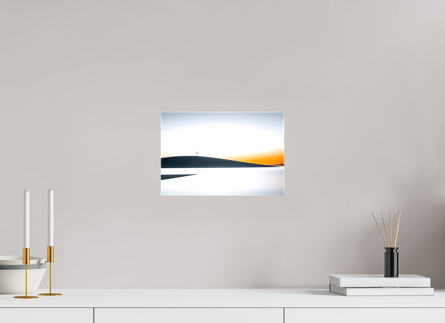 30 x 20 cm, Leinwand glänzend Einsamer Baum im Abendlicht