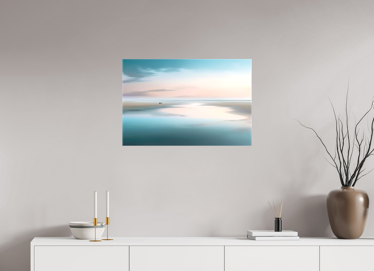 75 x 50 cm, Leinwand glänzend Menschen im Wattenmeer-01—Wandkunst, Fine Art Print, Leinwand, Acryldruck, Alu-Dibond