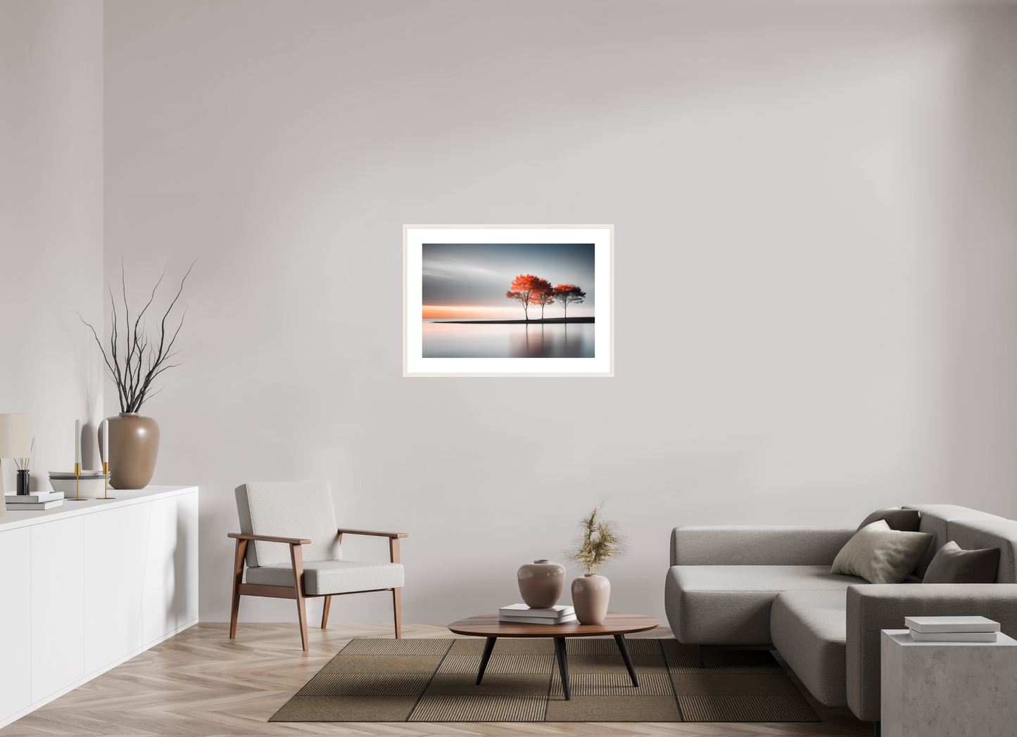 90 x 60 cm, Fine Art Print gerahmt Stille am Ufer-02