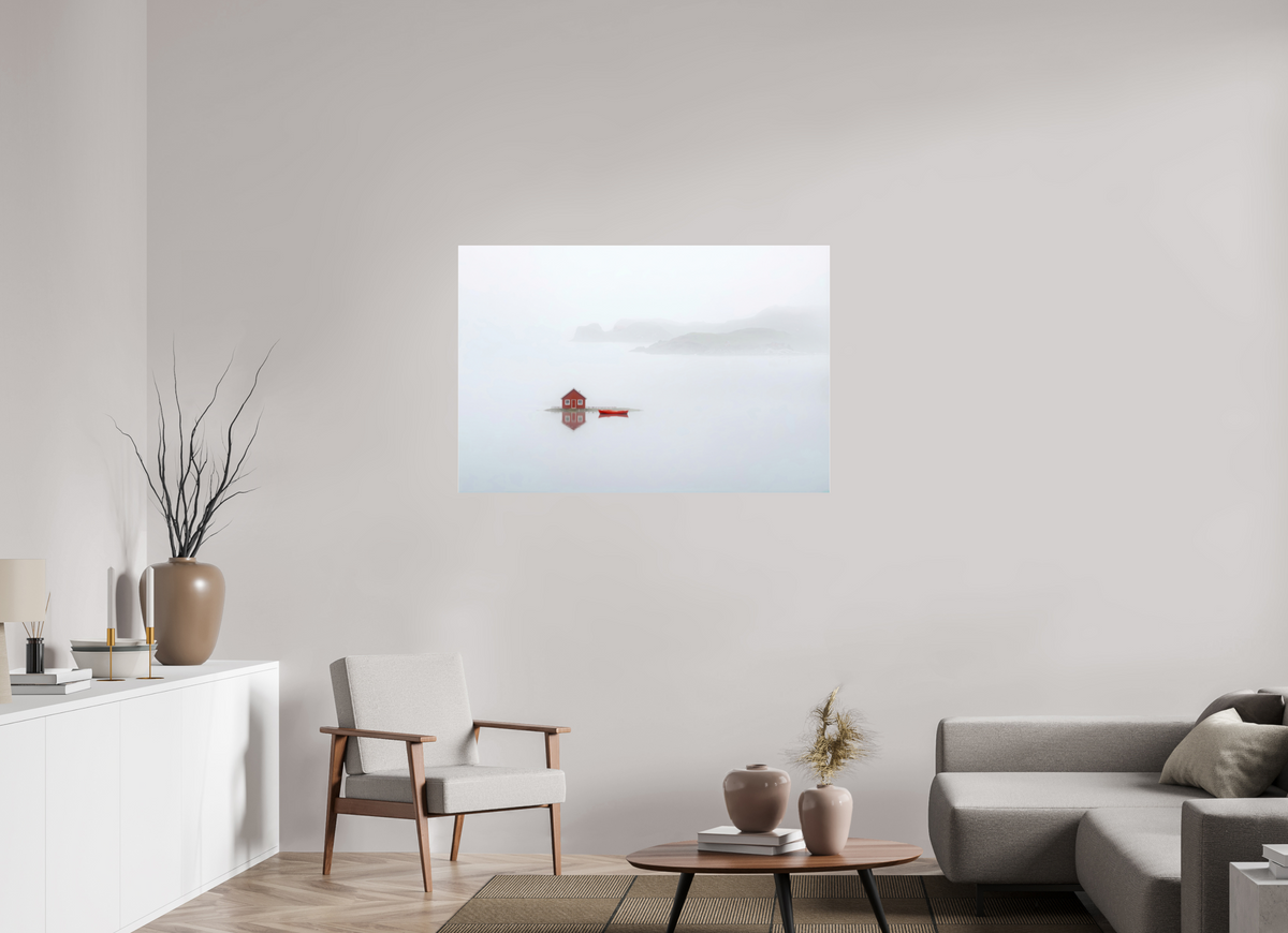 120 x 80 cm, Acrylglas glänzend standard Im Küstennebel ein Zuhause--Wandkunst, Fine Art Print, Leinwand, Acryldruck, Alu-Dibond