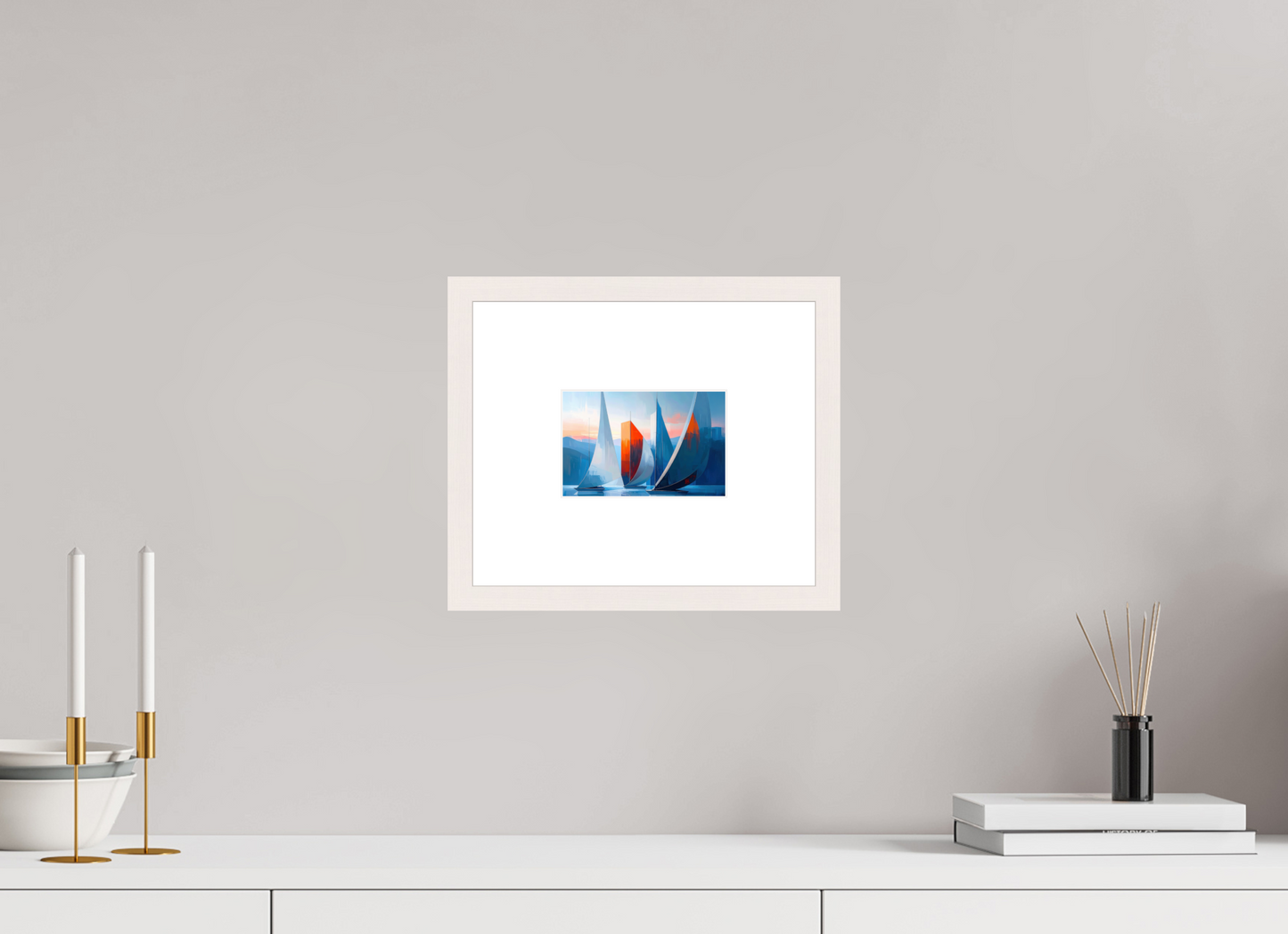 15 x 10 cm, Fine Art Print gerahmt Segelboote abstrakt-15-32