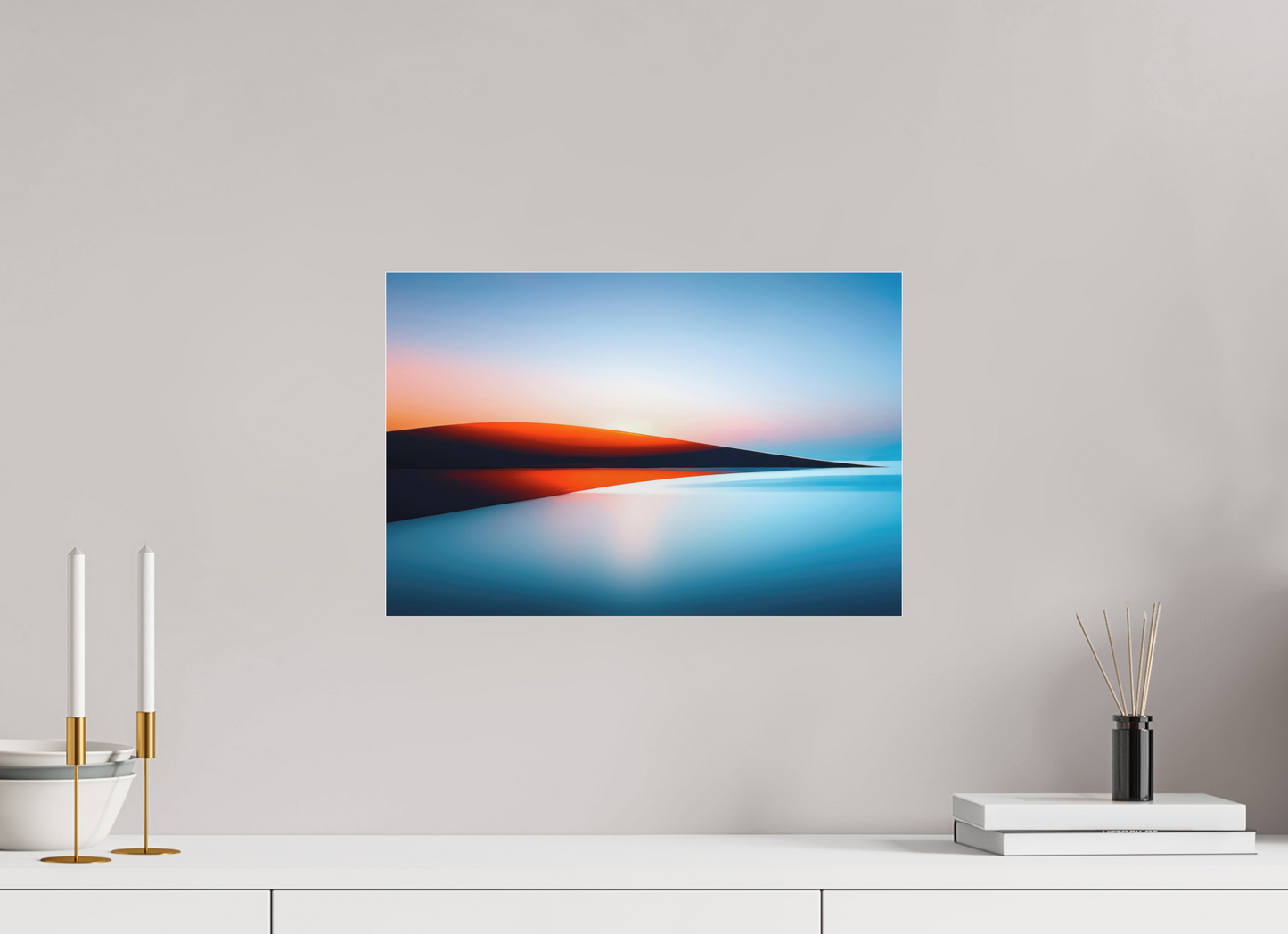 45 x 30 cm, Fine Art Pigmentdruck hinter Acrylglas Lichtlinie am Horizont-01—Wandkunst, Fine Art Print, Leinwand, Acryldruck, Alu-Dibond