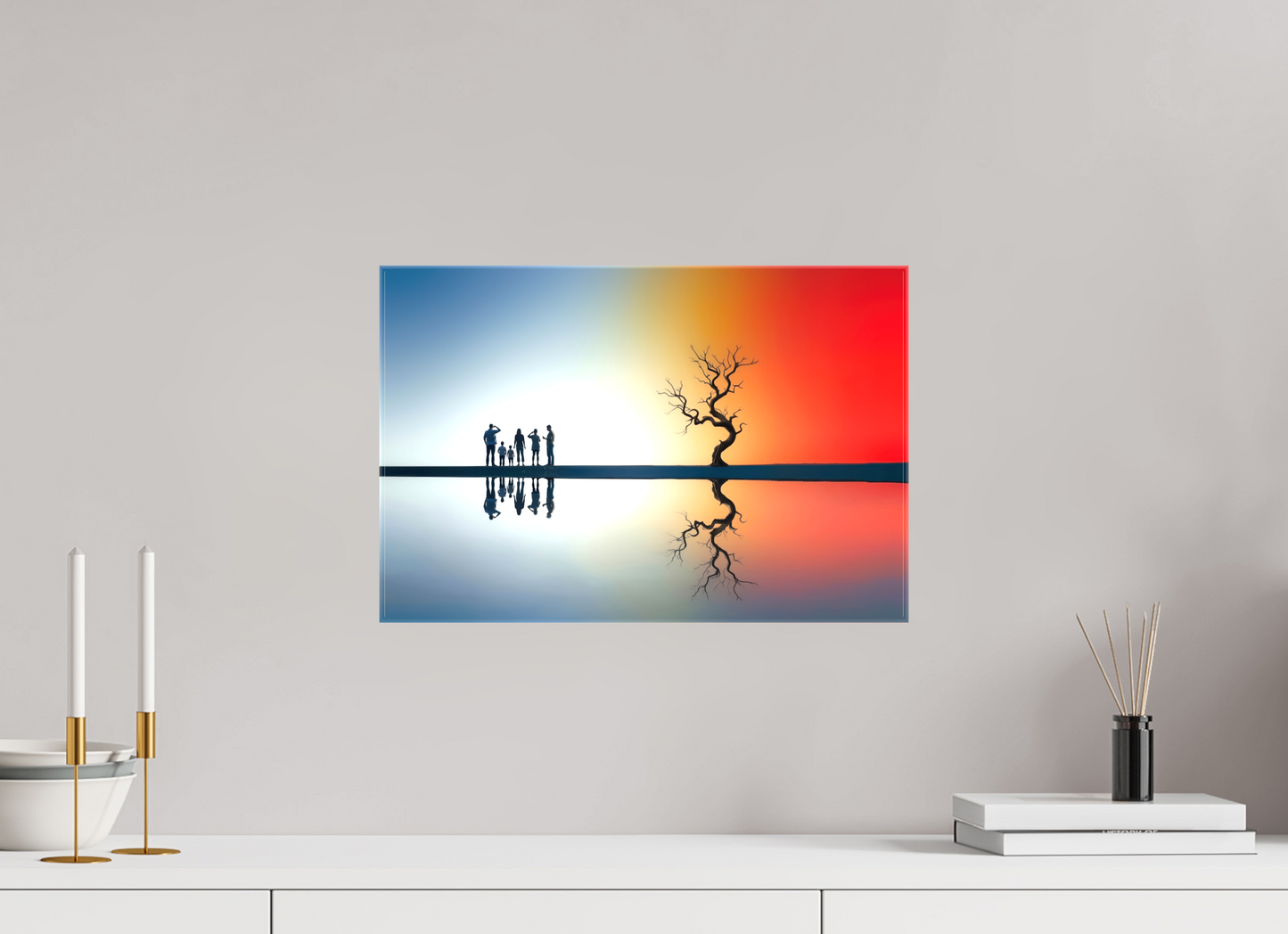 45 x 30 cm, Leinwand glänzend Begegnung am stillen Meer—Wandkunst, Fine Art Print, Leinwand, Acryldruck, Alu-Dibond