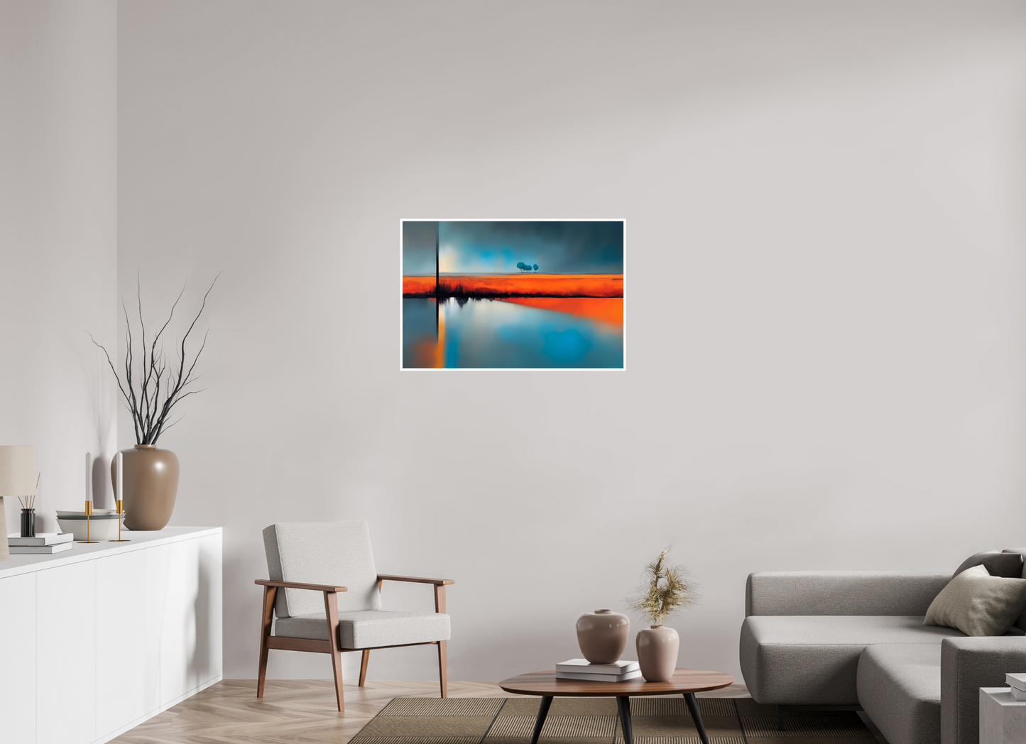 90 x 60 cm, Fine Art Print Hahnemühle Baryta Blauer Halt am roten Ufer—Wandkunst, Fine Art Print, Leinwand, Acryldruck, Alu-Dibond