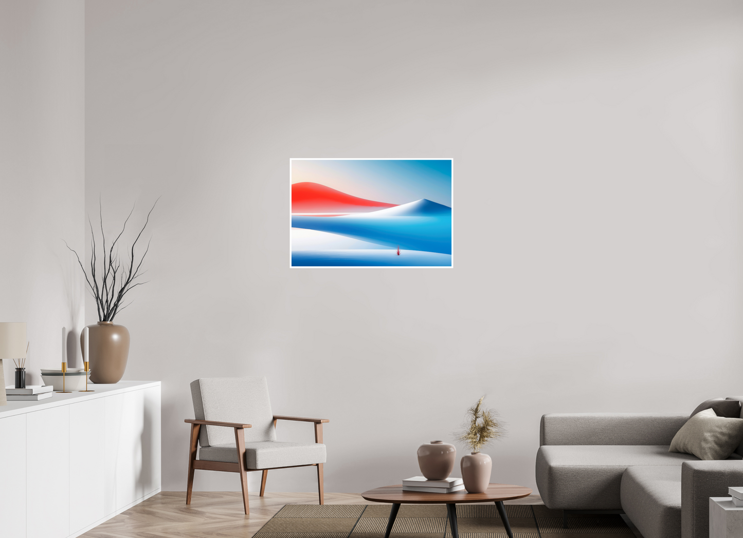 90 x 60 cm, Fine Art Print Hahnemühle Baryta Rotes Leuchten, blaue Stille