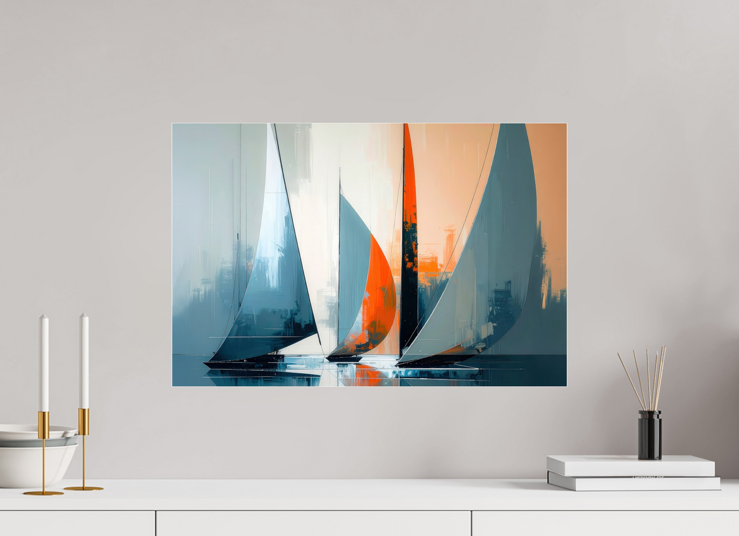60 x 40 cm, Acrylglas glänzend standard Segelboote abstrakt-14-32—Wandkunst, Fine Art Print, Leinwand, Acryldruck, Alu-Dibond