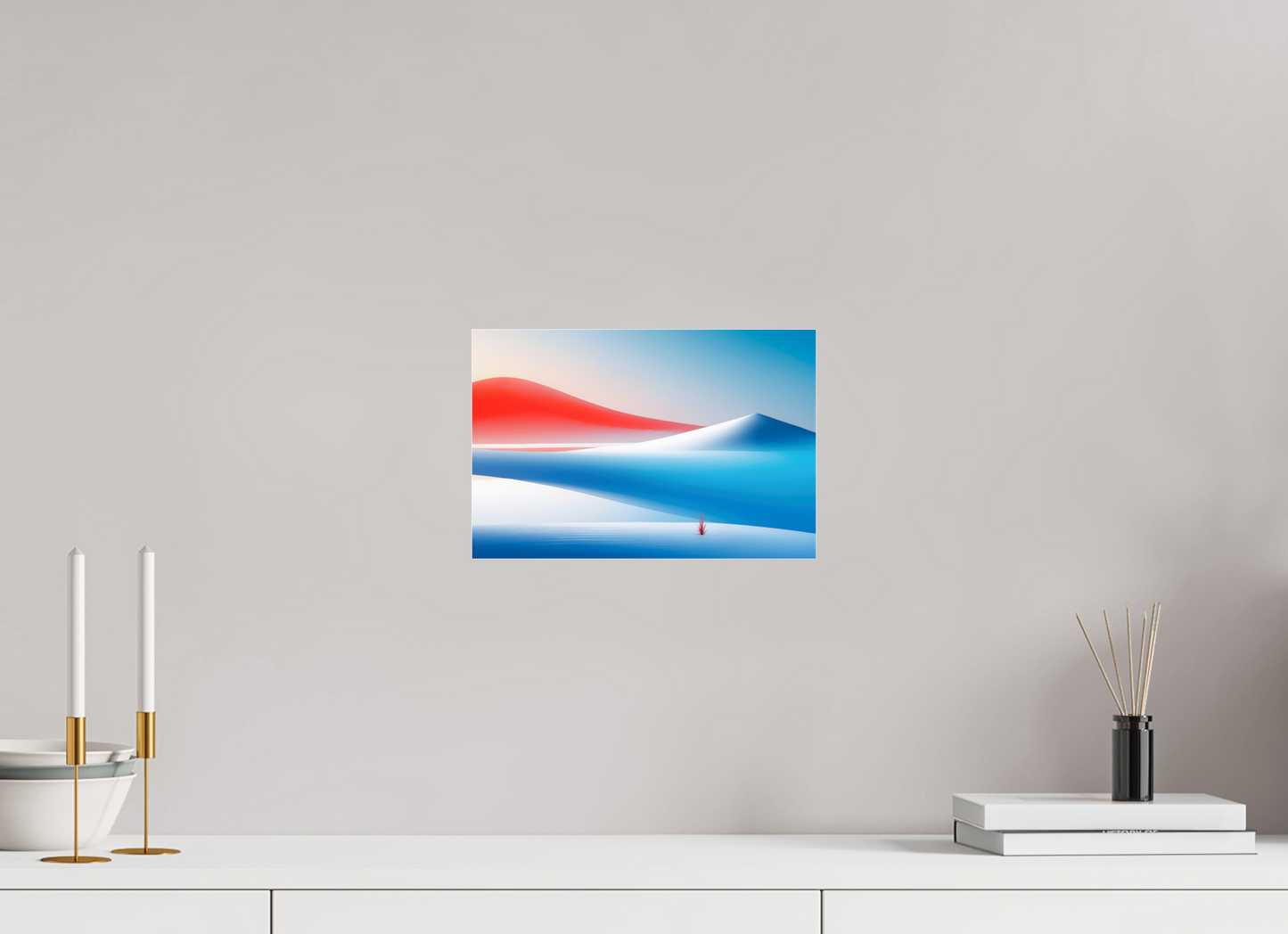 30 x 20 cm, Acrylglas glänzend standard Rotes Leuchten, blaue Stille