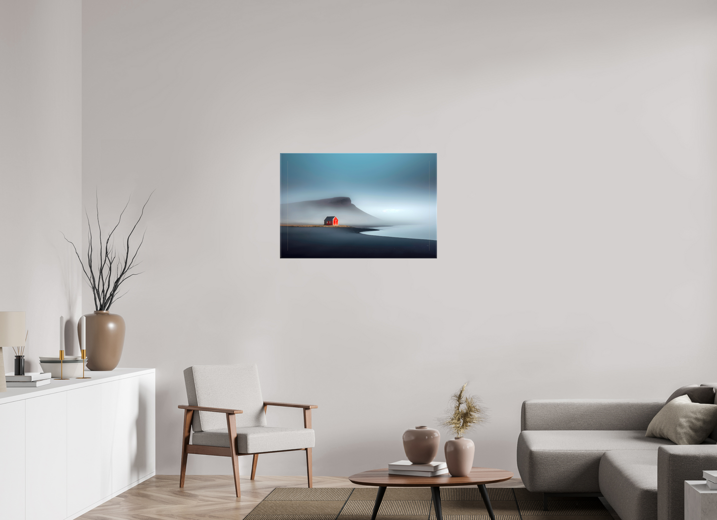 90 x 60 cm, Leinwand glänzend Haus am Meer-01—Wandkunst, Fine Art Print, Leinwand, Acryldruck, Alu-Dibond