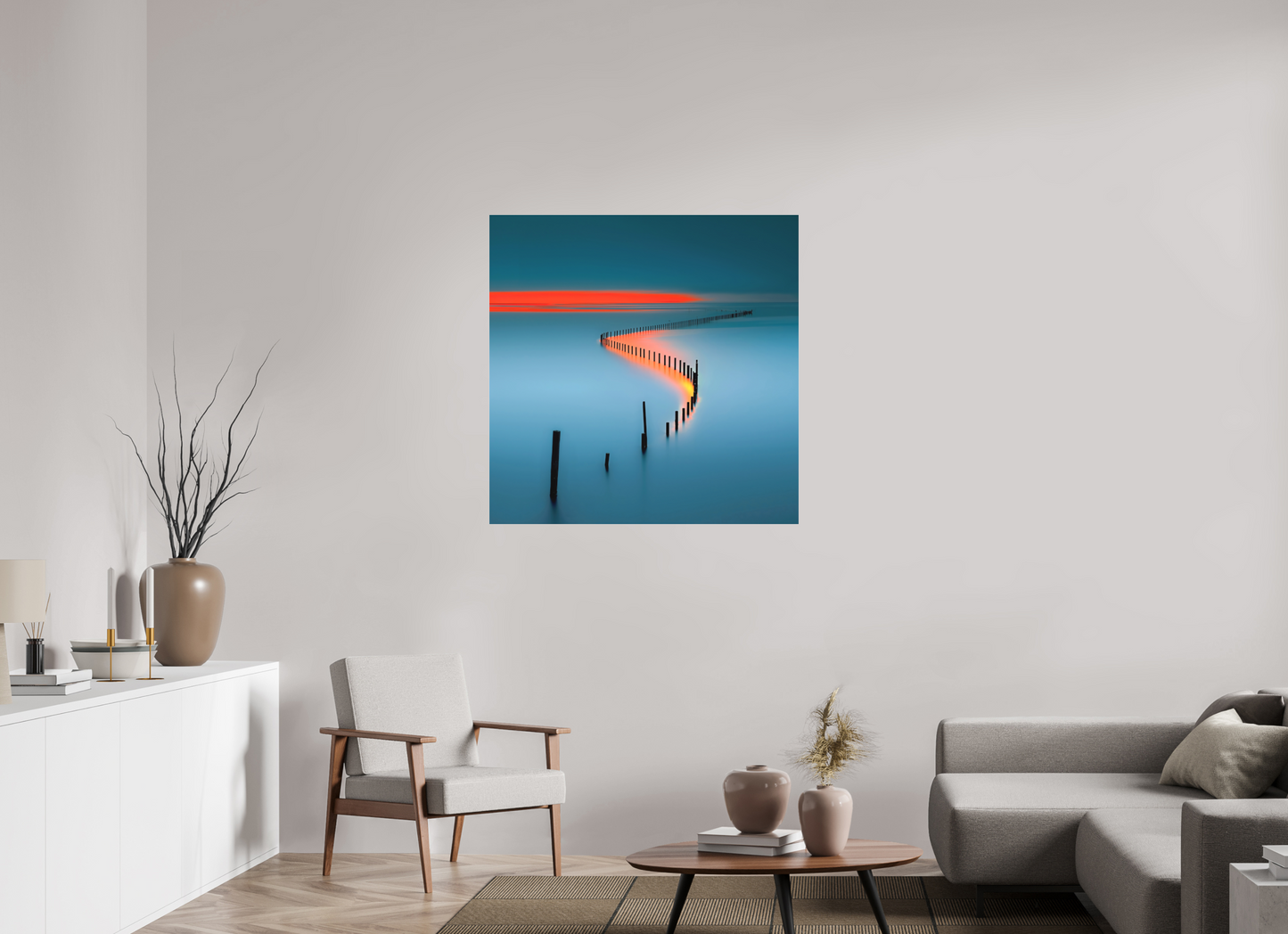 100 x 100 cm, Fine Art Pigmentdruck hinter Acrylglas Lichtweg im Watt