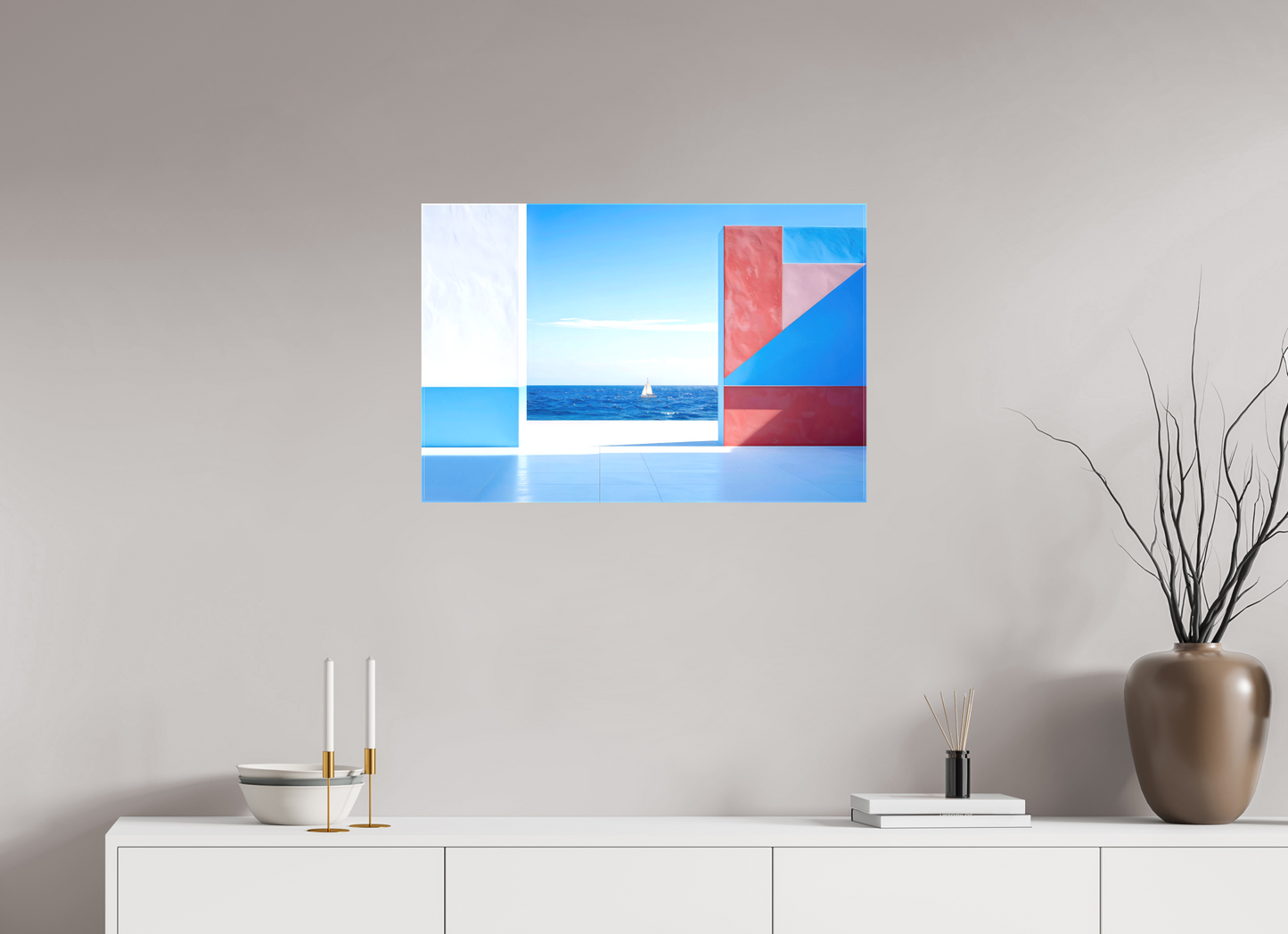 75 x 50 cm, Leinwand glänzend Mauer am Meer-03—Wandkunst, Fine Art Print, Leinwand, Acryldruck
