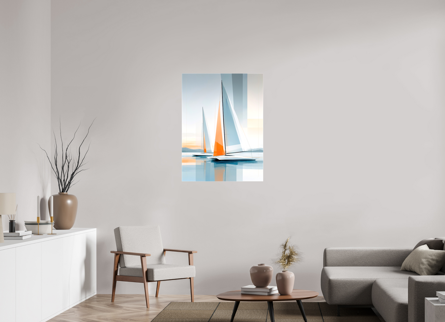 75 x 100 cm, Leinwand glänzend Orange im Blau