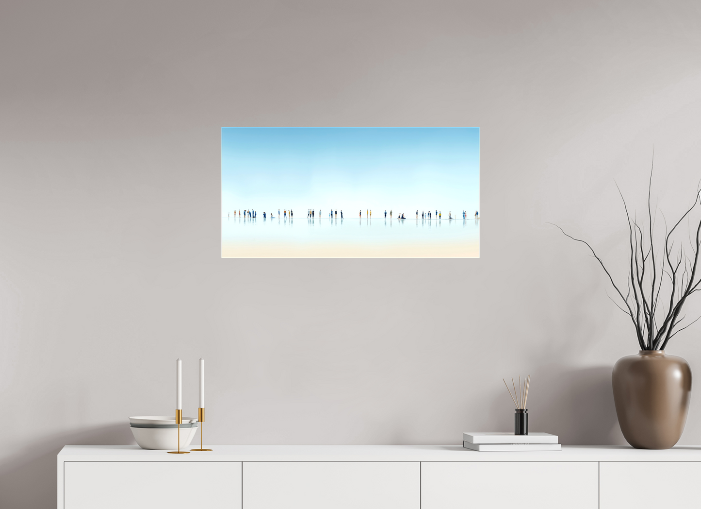 80 x 40 cm, Leinwand glänzend Menschen am Strand-01-21