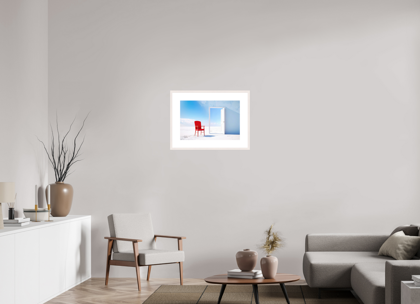 60 x 40 cm, Fine Art Print gerahmt Blick durch die Tür surreal-02
