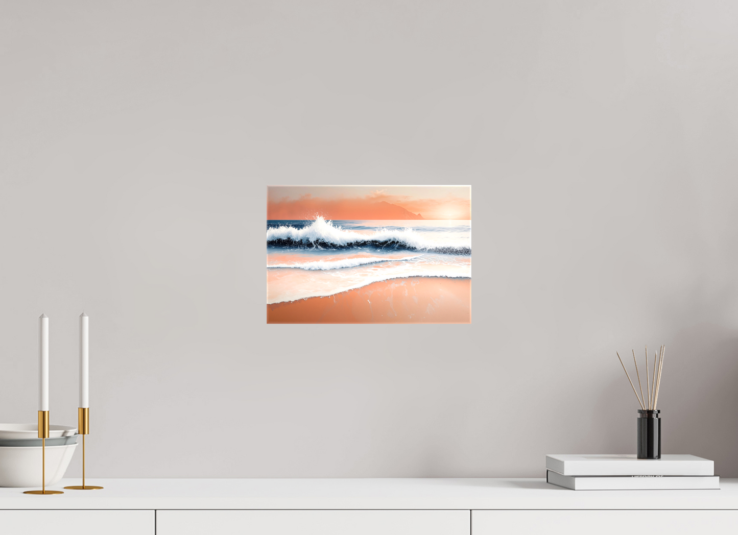 30 x 20 cm, Leinwand glänzend Brandung in Pastell